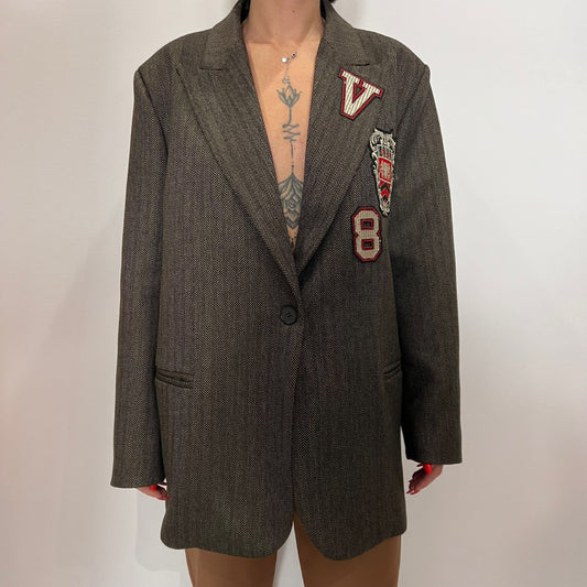 Giacca Monopetto con Patch College Frontali Vicolo