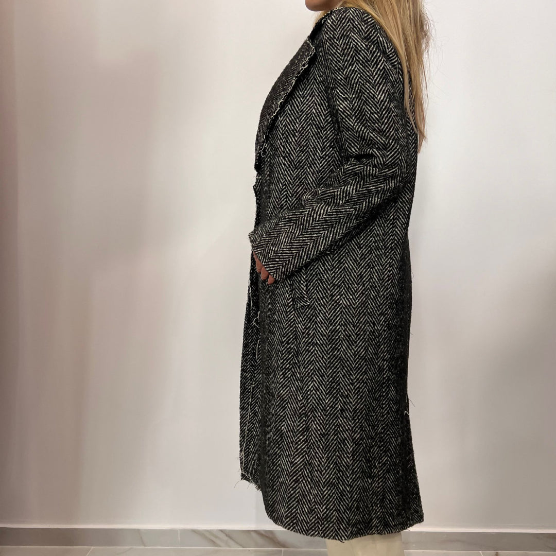 Cappotto Spiga Sfrangiato con Cintura Le Streghe