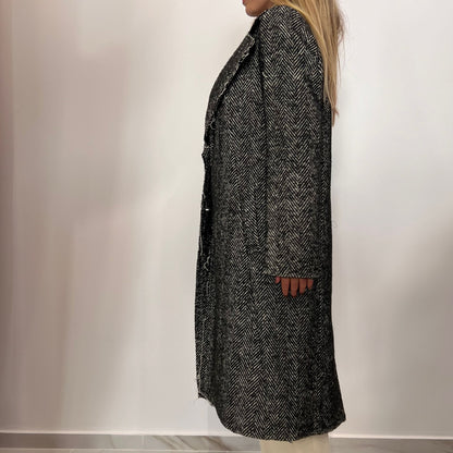 Cappotto Spiga Sfrangiato con Cintura Le Streghe