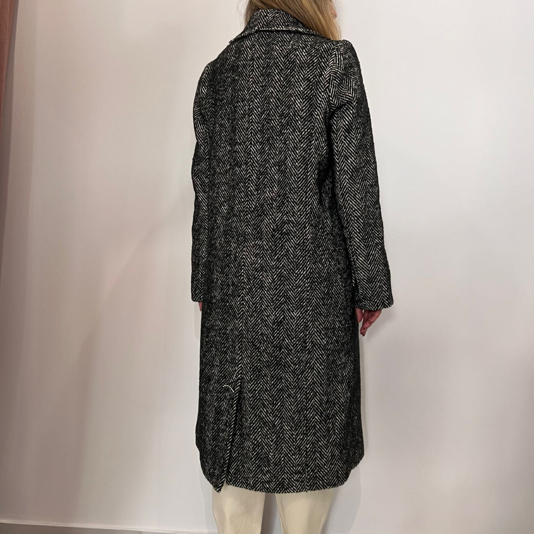 Cappotto Spiga Sfrangiato con Cintura Le Streghe