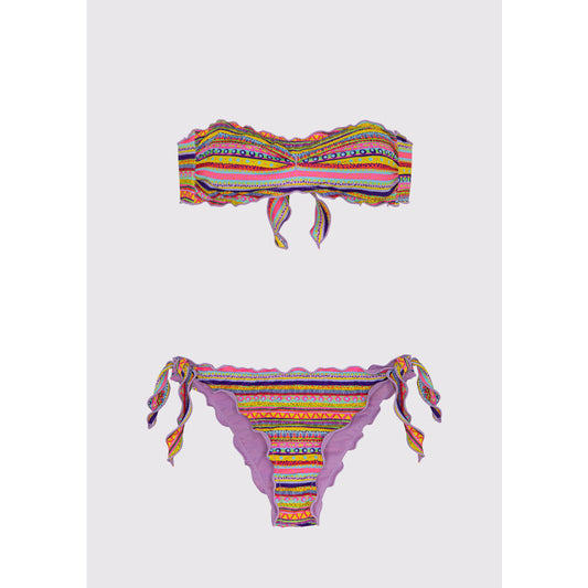 Bikini Fascia Frou Frou e Slip Nodi Regolabile Seashell Me Fui
